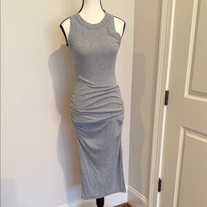 Michael Stars Grey Sleeveless Ruched Maxi Dress